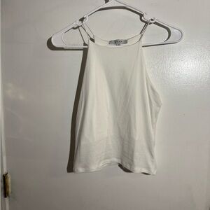 Gaze White Sleeveless Crop Tank Top